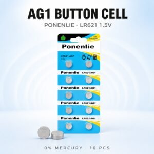 1.5V AG1 Button Cell Battery for Everyday Devices, 13mAh High Energy Density with Leak-Proof Design and Long Shelf Life