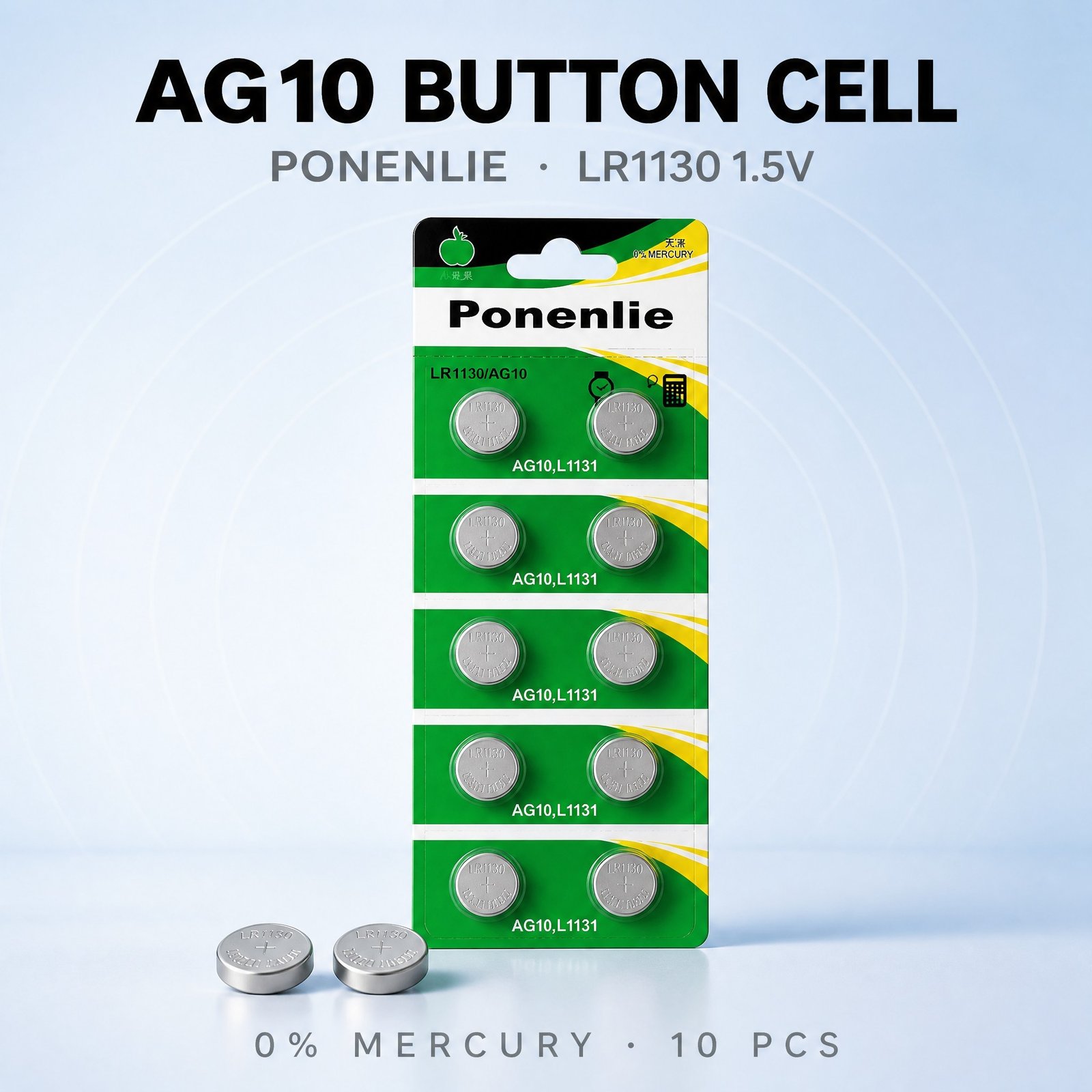 1.5V AG10 Button Cell Battery for Everyday Devices, 70mAh High Energy Density with Leak-Proof Design and Long Shelf Life