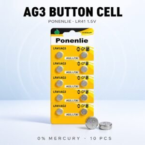 1.5V AG3 Button Cell Battery for Everyday Devices, 32mAh High Energy Density with Leak-Proof Design and Long Shelf Life