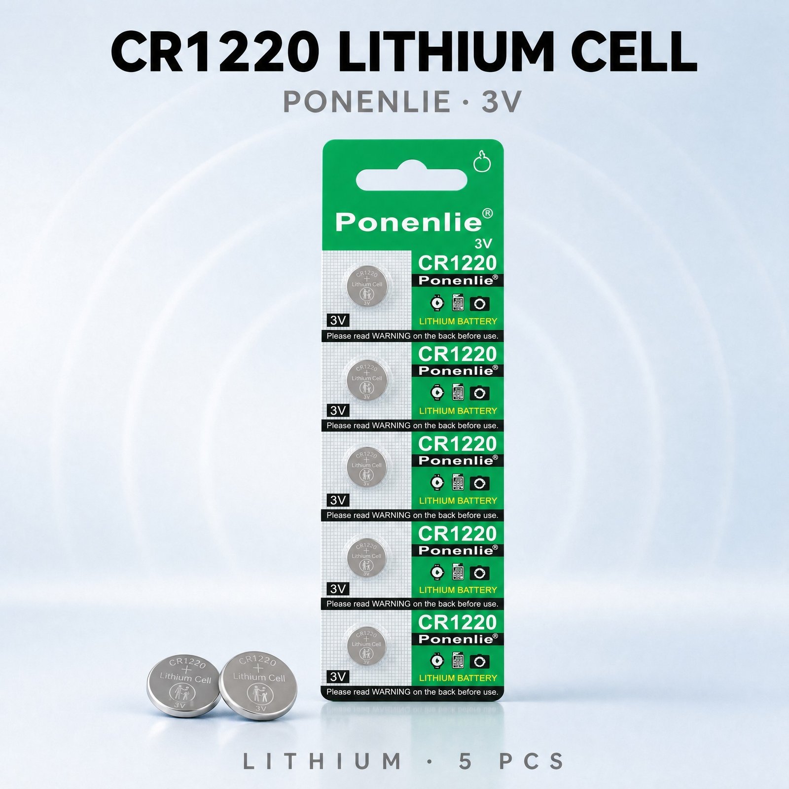 3V CR1220 Button Cell Battery for Everyday Devices, 40mAh High Energy Density with Leak-Proof Design and Long Shelf Life