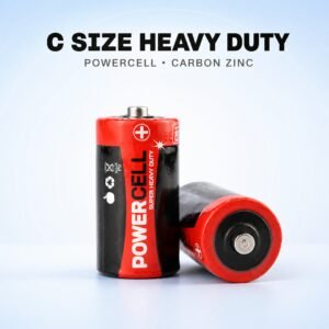 1.5V C Size Carbon Zinc Battery for Everyday Devices, Heavy Duty Dry Cell with Leak-Proof Design and Long Shelf Life